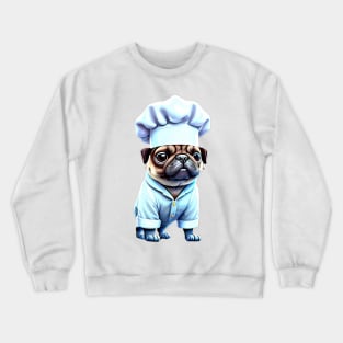 Cute Pug Chef T-Shirt - Adorable Pug in Chef Uniform Design Crewneck Sweatshirt